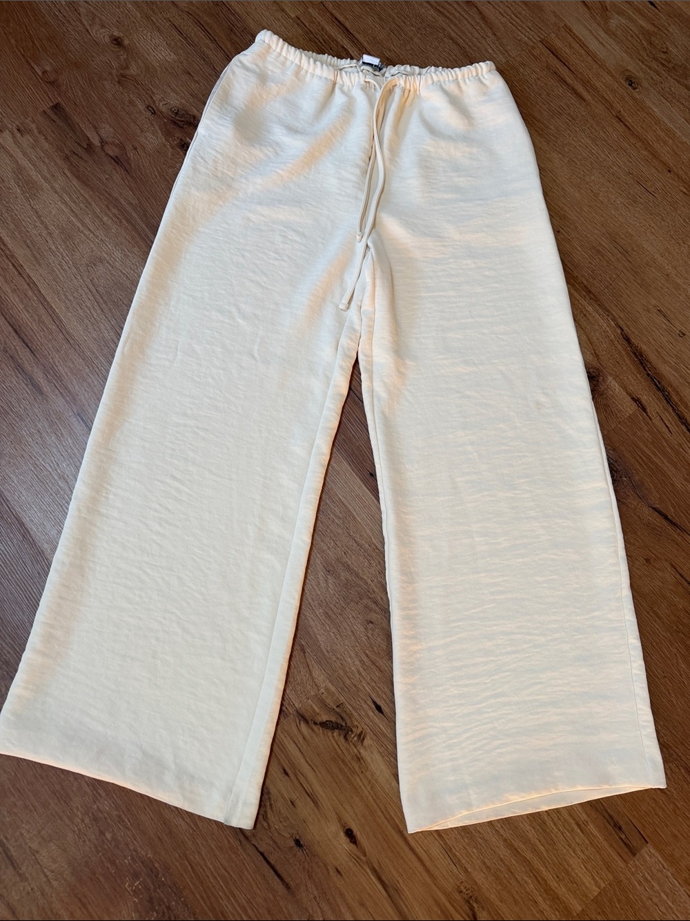 Christian Lacroix Cream Wide-Leg Drawstring Pants, size S